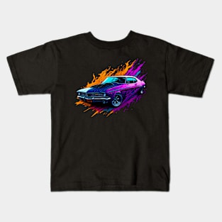 Muscle Revival: Classic Car Vector Splash Kids T-Shirt